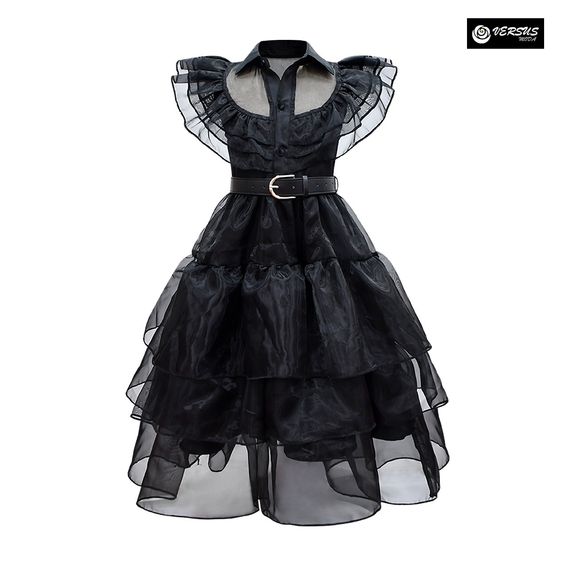 Simile Mercoledì Vestito Carnevale Cosplay Costume Parrucca MERCOLEDI07B